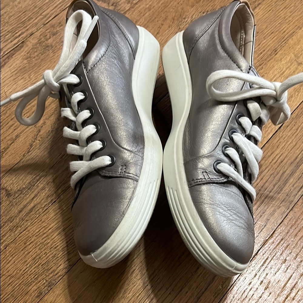 Ecco Silver White Casual Sneakers